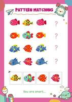 Matching pictures to patterns. Activity worksheet vector