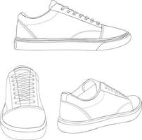 Sneaker shoes. Shoes line art design vector