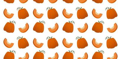 Seamless pattern orange gradient pumpkins in flat vector style on white background. For print, textile, background, wrapper.