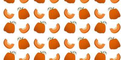 Seamless pattern orange gradient pumpkins in flat vector style on white background. For print, textile, background, wrapper.