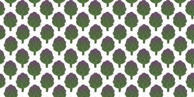 Seamless pattern green gradient artichokes in flat vector style on white background. For print, textile, background, wrapper.