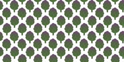 Seamless pattern green gradient artichokes in flat vector style on white background. For print, textile, background, wrapper.