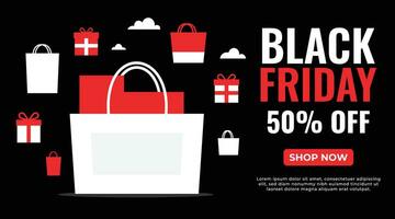 modern minimal black friday shopping promo ads landscape banner poster layout template vector design