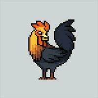 Pixel art illustration Rooster. Pixelated Rooster. Rooster farm pixelated for the pixel art game and icon for website and video game. old school retro. vector