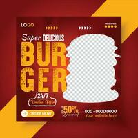 Fast Food menu and restaurant business marketing social media banner design template. vector