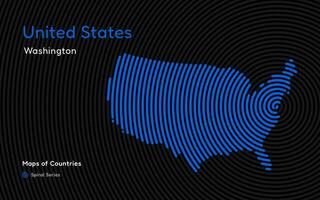 Abstract Map of USA in a Circle Spiral Pattern with a Capital of Washington. American Set. vector