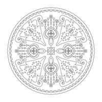 Christmas mandala. Fancy hearts and Christmas Trees. Coloring page. vector