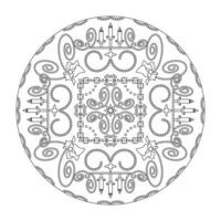 Christmas coloring page. Mandala with candle holders and spirals. Art Therapy. vector