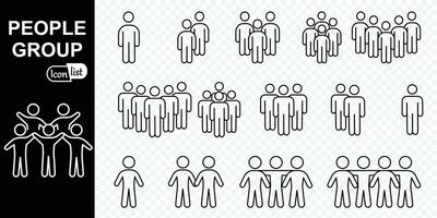 People group line icon set. Group of people, team or crowd flat vector icon for business apps and websites.