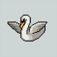 Pixel art illustration Swan. Pixelated Swan. Swan pixelated for the pixel art game and icon for website and video game. old school retro. vector