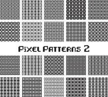 Pixel pattern seamless, black and white color. Patterns set in retro design. vector