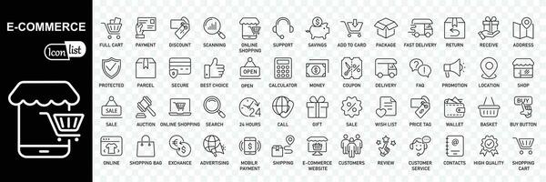 E-Commerce icons set. Online shopping icons for web and mobile app . Outline stroke icons. vector