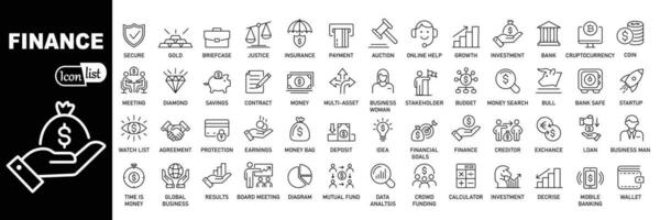 Finance minimal thin line web icon set. Outline icons collection. Simple vector illustration.