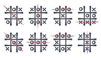 Tic tac toe Game. Business Strategy line art concept. Vector