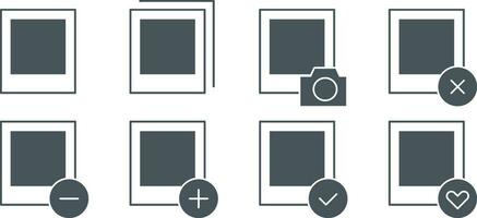 Set of image gallery icons. Vector collection digital photo album design. Picture edit, delete, add, favorite icon.