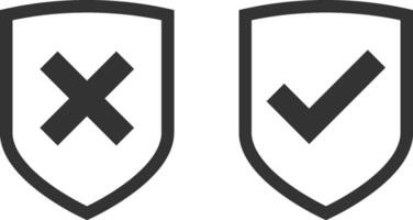 Shield icon vector with mark symbol. Design element.