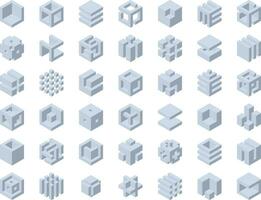 Cube logo vector design.  Cubes 3d set template graphic elements.