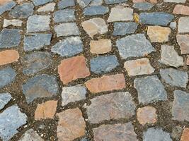 close up old stone pavement texture photo