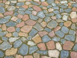 close up old stone pavement texture photo