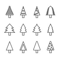 Modern thin line icons set of Christmas tree. vector