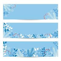 conjunto de Tres vector pancartas con vistoso invierno antecedentes.