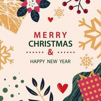 merry christmas and happy new year background vector