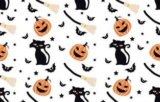 halloween seamless pattern with flat color concept vector