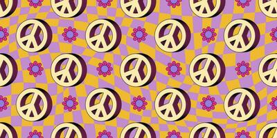 Seamless Pattern  Summer groovy 70s with hippie style vector