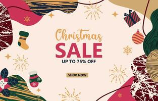 christmas sale background with flat color concept vector