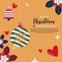 merry christmas and happy new year background vector