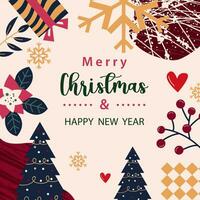 merry christmas and happy new year background vector