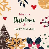 merry christmas and happy new year background vector