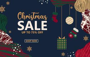 christmas sale background with flat color concept vector