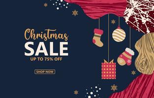 christmas sale background with flat color concept vector