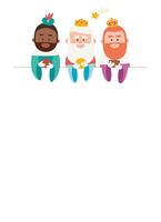 Funny Wise men vectorized letter. Kings of orient vectors. vector