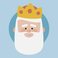 King of orient Melchor face. Christmas ornament vectorized. Magi wise men. vector