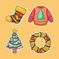 Set of christmas element vector hand drawn