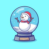 Christmas snowman in snowball globe icon illustration, holiday and new year icon concept isolated. vector