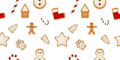 Seamless pattern of New Year, Christmas. Christmas gingerbread. Vector illustration