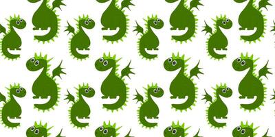 seamless pattern with cute green dragon. Vector . Symbol of the year.