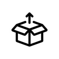 Unboxing icon in trendy outline style isolated on white background. Unboxing silhouette symbol for your website design, logo, app, UI. Vector illustration, EPS10.
