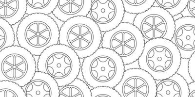 outline wheel tire seamless pattern vector