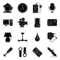 Pack of Appliances and Hardware Solid Icons vector