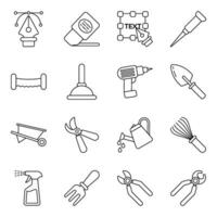 Set of Repair Tools Linear Icons vector