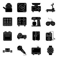 Pack of Appliances and Devices Solid Icons vector