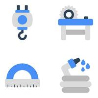 Set of Technical Tools Flat Icons vector