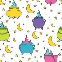 Halloween witch cauldrons pattern background Vector