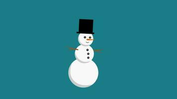 schattig sneeuwman animatie en blauw achtergrond video