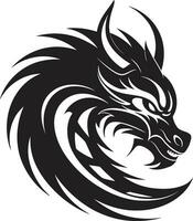 místico rugido monocromo vector de el dragones poderoso poder serpentina majestad negro vector de el monocromo continuar