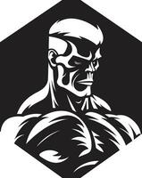Graceful Gains Monochrome Bodybuilder Mastery Shadowed Strength Vector Muscle Serenity